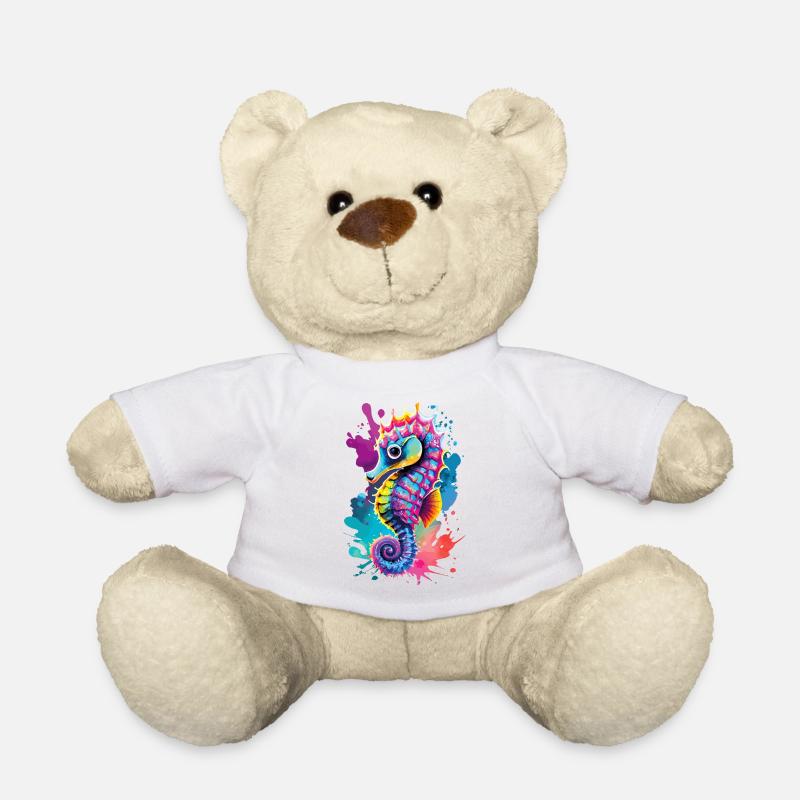 Seepferd Farbenfroh - Hippocampus Seepferdchen - Teddy - Weiß
