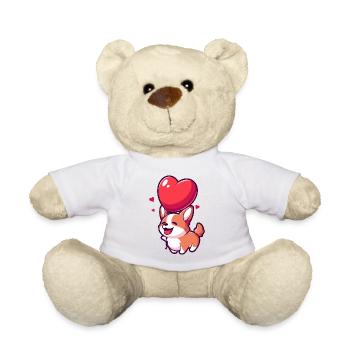 Corgi Dog Kawaii Cartoon Pet jouant avec des ballons - Nounours - blanc - Devant