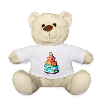Gâteau d’anniversaire / Gâteau / Joyeux anniversaire / Gâteau - Nounours - blanc - Devant