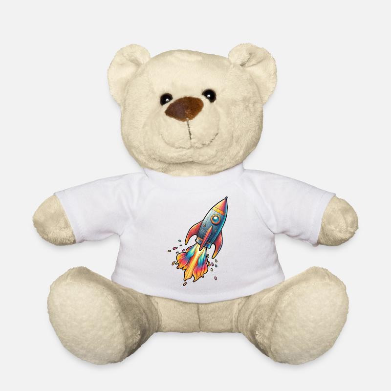 Color Rocket with Fire Colors - Teddy Bear - white