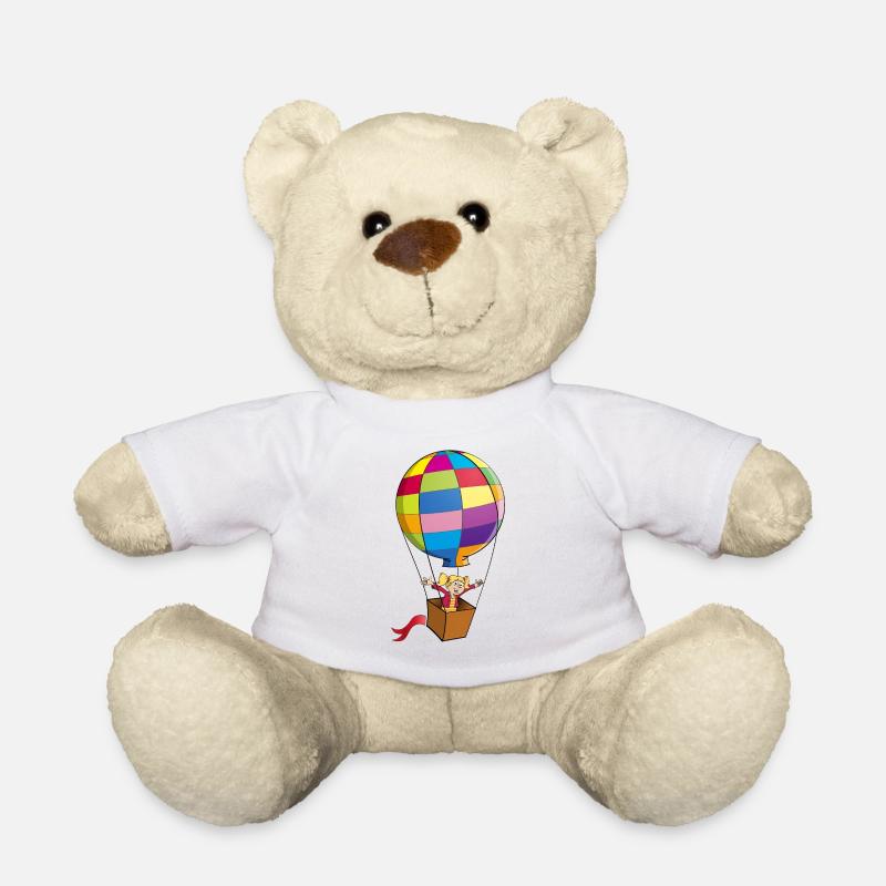 Bunte Ballonreise Auspacken - Teddy - Weiß