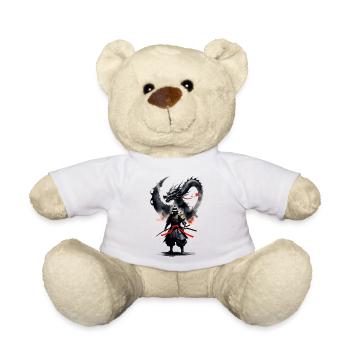 Samurai Krieger Schwarzer Drache - Teddy - Weiß - Vorne