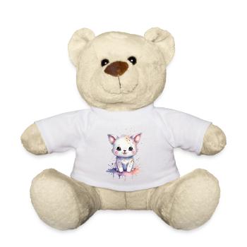 Welpenliebe: Aquarell Kawaii Welpe - Teddy - Weiß - Vorne