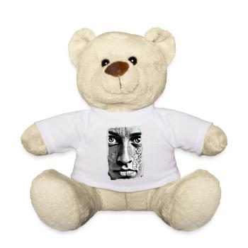 Monochrome geometrische Gesichtskunst - Teddy - Weiß - Vorne