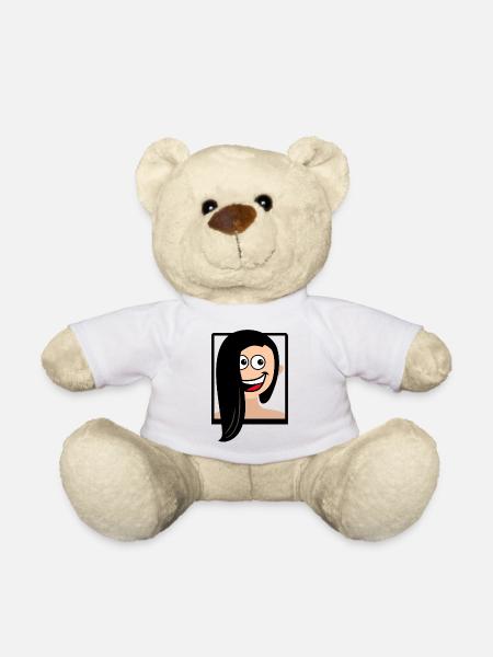 Lächelnde brünette Frau - Teddy - Weiß