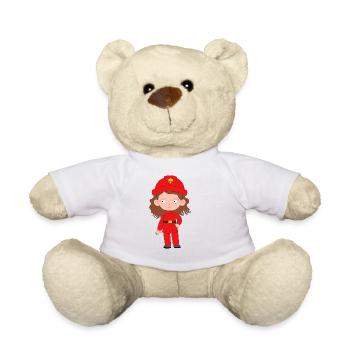 Pompier Fille - Nounours - blanc - Devant