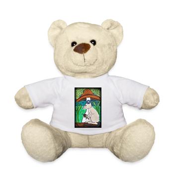 Maus mit Bienchen im Regen - Teddy - Weiß - Vorne