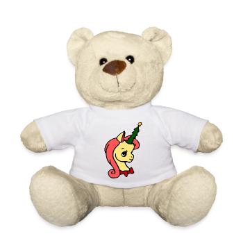 cute unicorn with fir tree for Christmas - Teddy Bear - white - Front