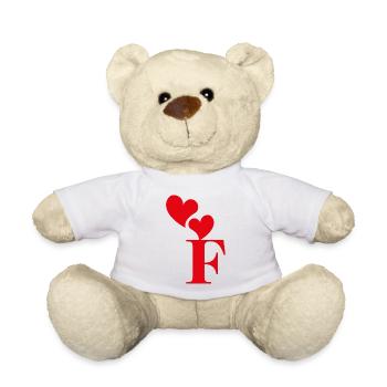 Lettre f cœur rouge - Nounours - blanc - Devant