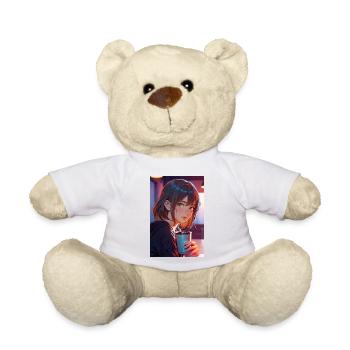 "Anime Girl Design – Aesthetic Manga Motif for - Teddy Bear - white - Front