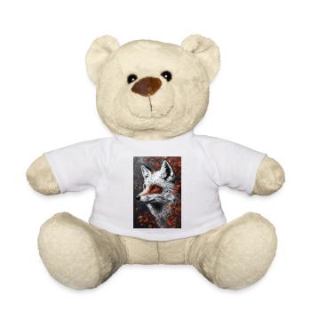 Portrait d’automne du renard avec œil rouge - Nounours - blanc - Devant