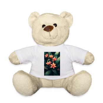 Orangene Tropenblüten im Dunkelgrünen Blattwerk - Teddy - Weiß - Vorne