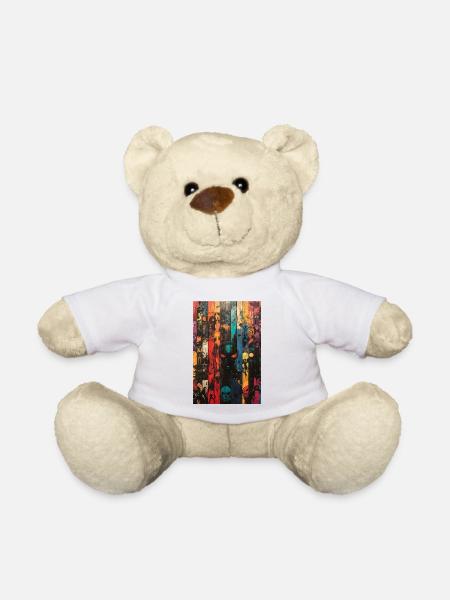 Farbige Schädel-Panel-Kunst - Teddy - Weiß