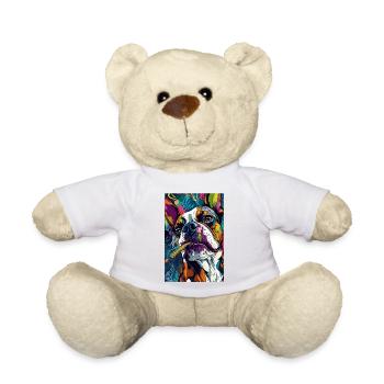 Bouledogue aux couleurs vives avec un cigare - Nounours - blanc - Devant