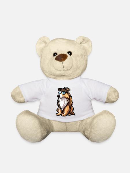 Border Collie Dogs Comic Cool - Teddy Bear - white