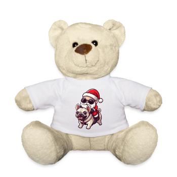 Buldog Français Chien Père Noël Dessin animé - Nounours - blanc - Devant