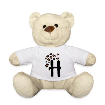 Lettre h motifs léopard - Nounours - blanc - Devant