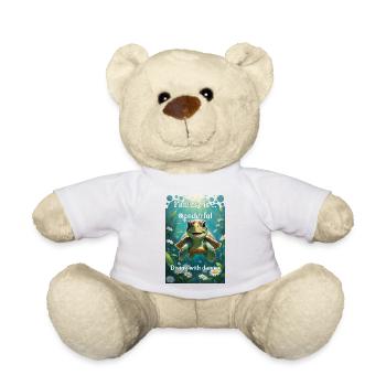 Underwater turtle dives with daisies - Teddy Bear - white - Front