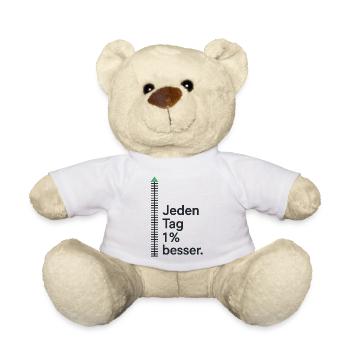 Jeden Tag 1 % besser – Motivationsshirt - Teddy - Weiß - Vorne