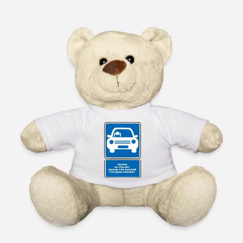 Frau am Steuer - Teddy - Weiß