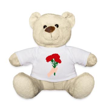 Für Sie - Rote Nelkenblüte3 - Teddy - Weiß - Vorne