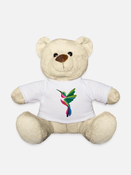Bunter Kolibri im modernen Paper-Cut-Stil - Teddy - Weiß