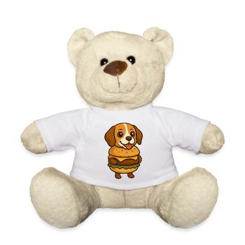Drôle de beagle avec burger drôle d’animal mythique - Nounours - blanc - Devant