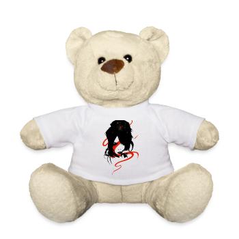 Logo femme omikly pop art silhouette noire glamour - Nounours - blanc - Devant