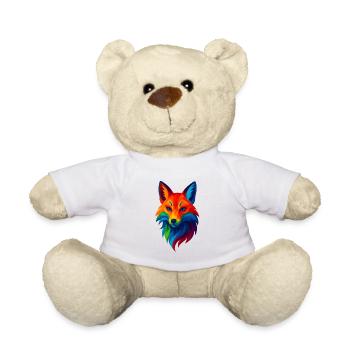WPAP Style Animals - Kitsune Fox Spirit - Teddy Bear - white - Front