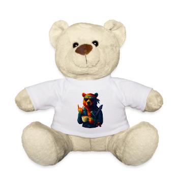 WPAP Style Animals - Grizzly Bear Guitariste & Bandeau - Nounours - blanc - Devant