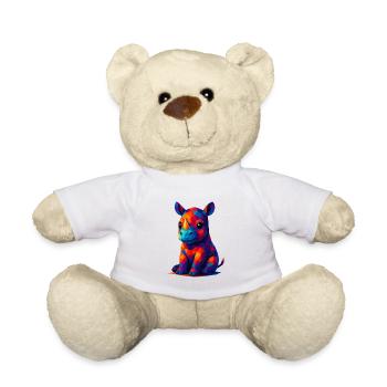 WPAP Polygon Kawaii Style Bébé Rhinocéros - Nounours - blanc - Devant