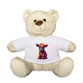 WPAP Polygon Kawaii Stil Tiere Baby Kälbchen Kuh - Teddy - Weiß - Vorne