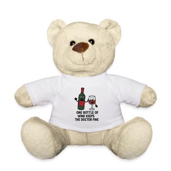 Fröhliche Weinflasche und Weinglas Illustration - Teddy - Weiß - Vorne