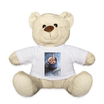Kaffee-Schoko-Becher mit wirbelnder Kakaokunst - Teddy - Weiß - Vorne