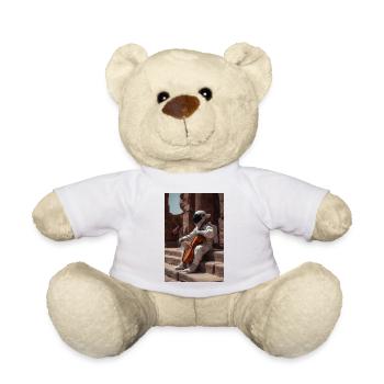 Astronaut with Cello on Ancient Steps - Teddy Bear - white - Front