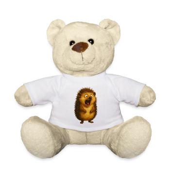Funny Cartoon Hedgehog Surprised Animal Motif - Teddy Bear - white - Front