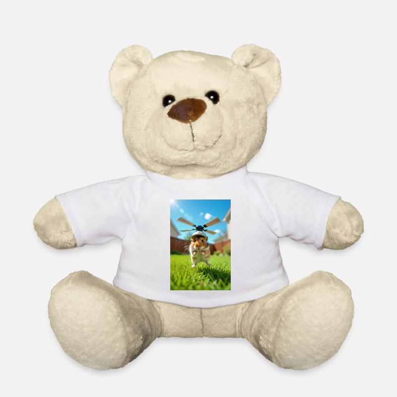 Hamsterpilot im Hubschrauber - Teddy - Weiß