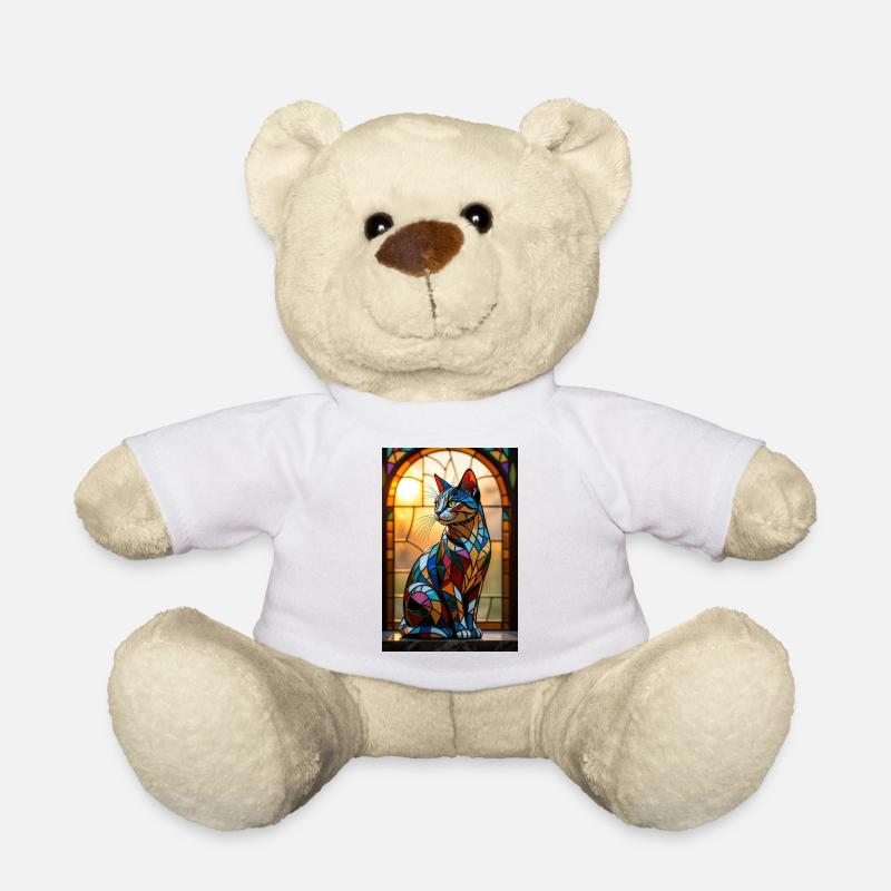 Gato Art Déco en Vitrail Coloré - Nounours - blanc