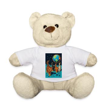 Cosmic Cats Lunar Adventure, Cats on the Moon - Teddy Bear - white - Front