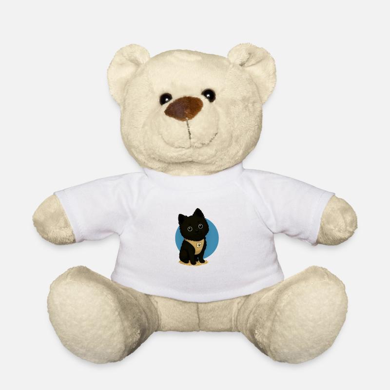 Niedlicher Hund in Schwarz mit Hundemarke - Teddy - Weiß