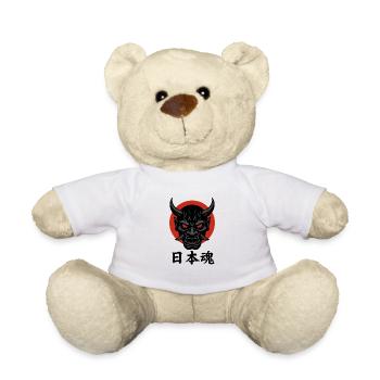 Samurai Oni Mask – Japanese Ghost - Teddy Bear - white - Front