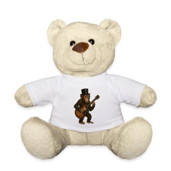 Singe élégant avec chapeau haut de forme et guitare - Nounours - blanc - Devant