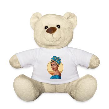 Portrait Femme à la coiffe africaine - Nounours - blanc - Devant