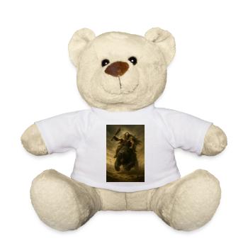 Barbarischer Krieger auf Braunbär – Fant Illustration - Teddy - Weiß - Vorne