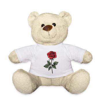 Red Rose Illustration Graphic - Teddy Bear - white - Front