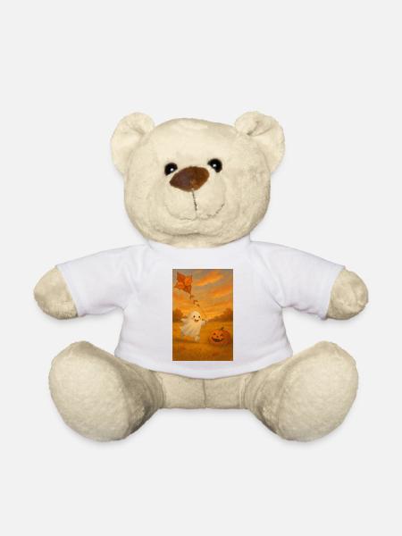 Herbst Geist mit Kürbis - Teddy - Weiß