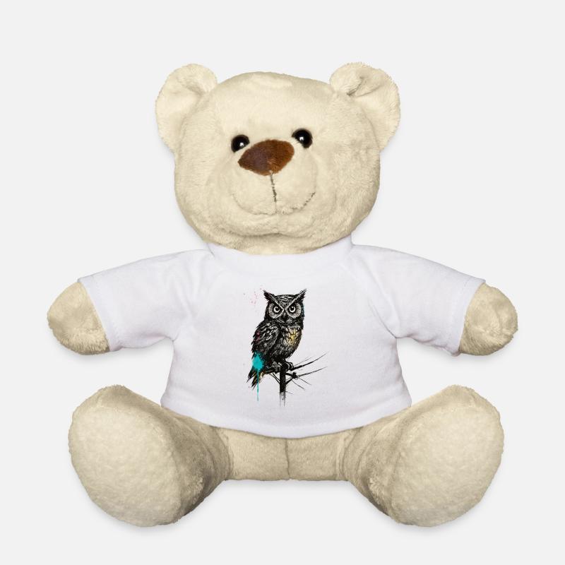 NachtEule mit Farbspritzern - Teddy - Weiß