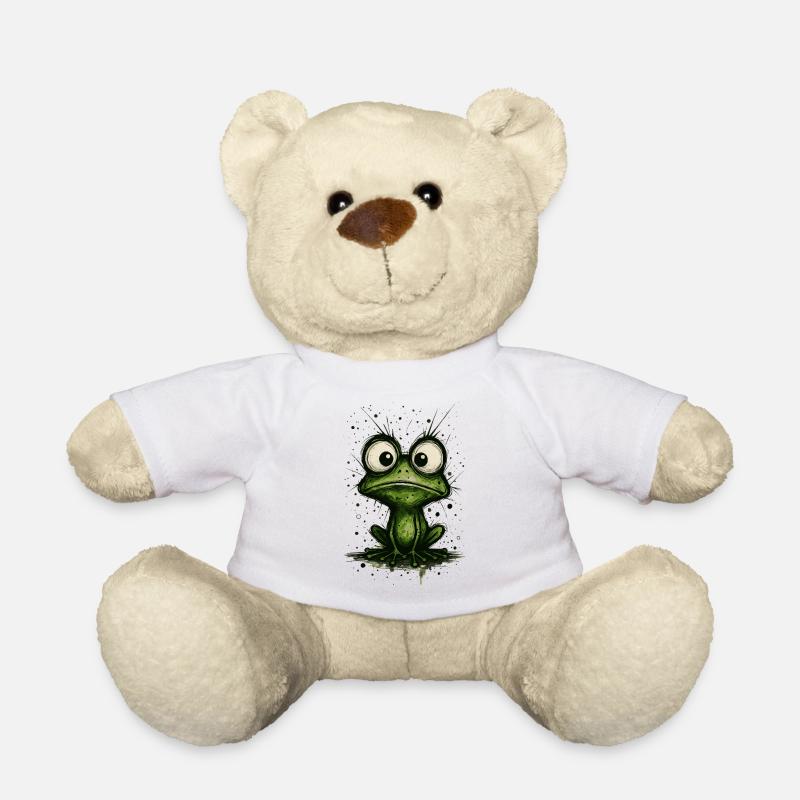 Drôle de grenouille aux grands yeux – éclaboussure de bande dessinée - Nounours - blanc