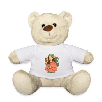 Câlin femme de la nature avec tasse à café, mode chill - Nounours - blanc - Devant