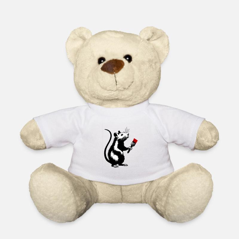 Nagetier mit rotem Pinsel | Personalisieren - Teddy - Weiß